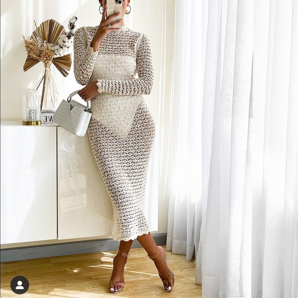 Trendy Mango crochet dress coverup bloggers fav